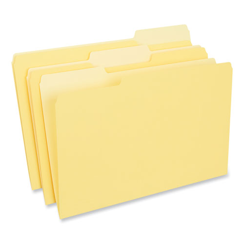 Image of Interior File Folders, 1/3-Cut Tabs: Assorted, Legal Size, 11-pt Stock, Yellow, 100/Box