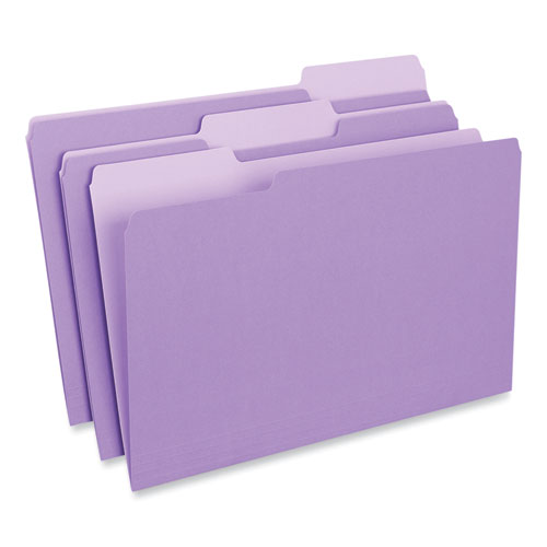 Image of Interior File Folders, 1/3-Cut Tabs: Assorted, Legal Size, 11-pt Stock, Violet, 100/Box