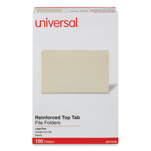 Image of Universal® Double-Ply Top Tab Manila File Folders, Straight Tabs, Legal Size, 0.75" Expansion, Manila, 100/Box