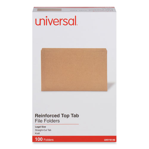 Image of Universal® Reinforced Kraft Top Tab File Folders, Straight Tabs, Legal Size, 0.75" Expansion, Brown, 100/Box
