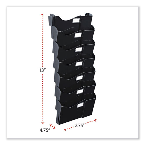 Grande Central Filing System, 7 Sections, Legal/Letter Size, Wall Mount, 16" x 4.75" x 38.25", Black, 7/Pack