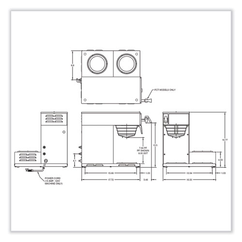 Axiom 15-3 12-Cup Low Profile Automatic Coffee Brewer, Gray/Stainless Steel