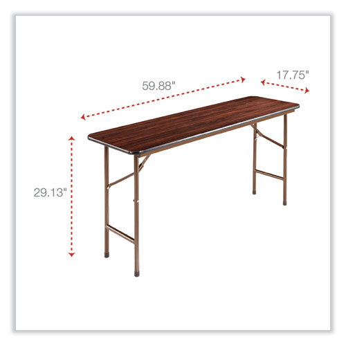Image of Alera® Wood Folding Table, Rectangular, 59.88W X 17.75D X 29.13H, Mahogany