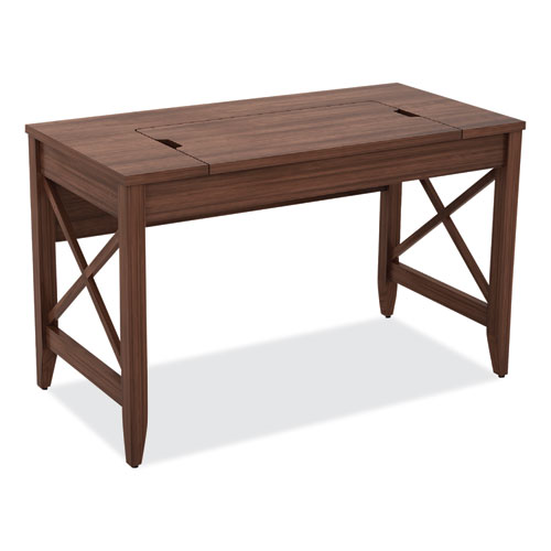 Alera® Sit-to-Stand Table Desk, 47.25" x 23.63" x 29.5" to 43.75", Modern Walnut