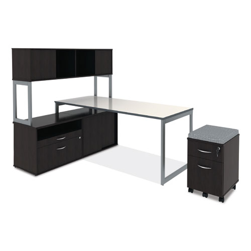 Image of Alera® Open Office Desk Series Low File Cabinet Credenza, 2-Drawer: Pencil/File,Legal/Letter,1 Shelf,Espresso,29.5X19.13X22.88