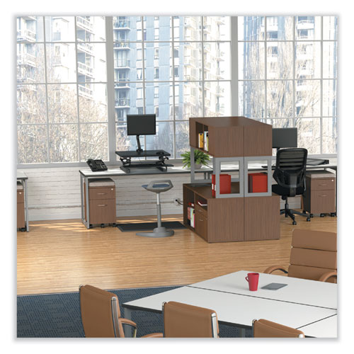 Alera Open Office Desk Series Low File Cabinet Credenza, 2-Drawer: Pencil/File, Legal/Letter, 1 Shelf,Walnut,29.5x19.13x22.88