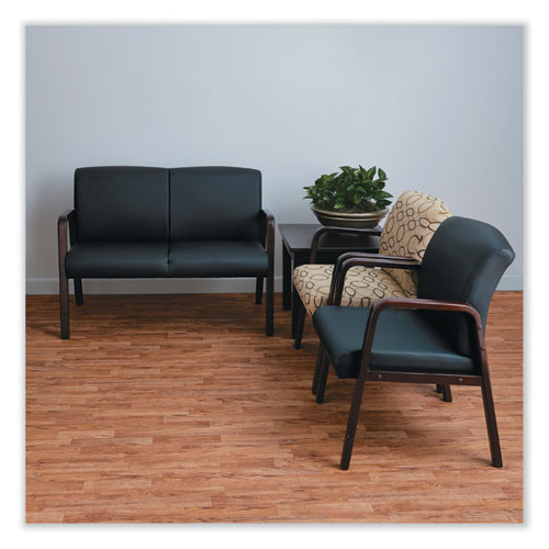 Image of Alera® Reception Lounge Series Wood Loveseat, 44.88W X 26.13D X 33H, Black/Mahogany