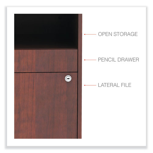 Image of Alera® Open Office Desk Series Low File Cabinet Credenza, 2-Drawer: Pencil/File, Legal/Letter, 1 Shelf,Cherry,29.5X19.13X22.88