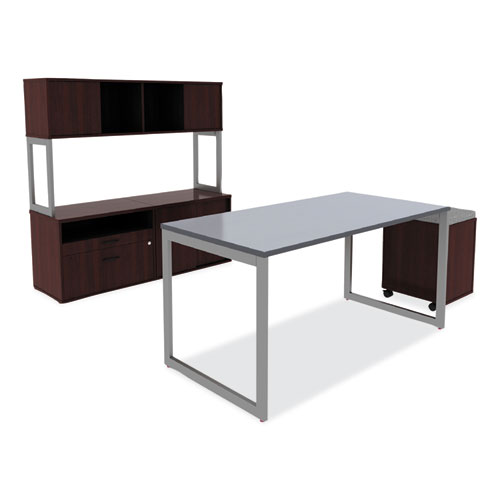 Image of Alera® Open Office Desk Series Low File Cabinet Credenza, 2-Drawer: Pencil/File,Legal/Letter,1 Shelf,Mahogany,29.5X19.13X22.88