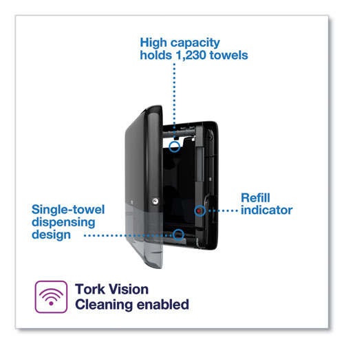 Image of Tork® Peakserve Continuous Hand Towel Dispenser, 14.44 X 3.97 X 19.3, Black