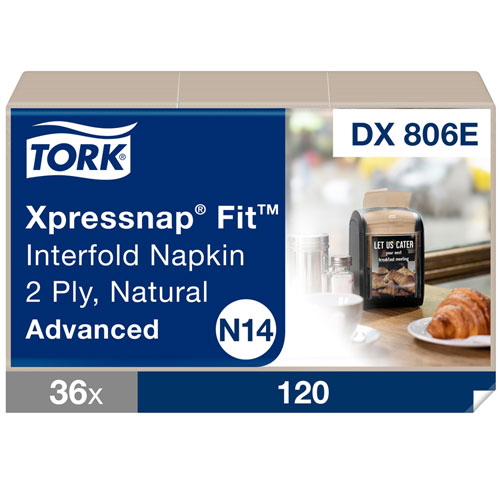 Xpressnap Fit Interfold Dispenser Napkins, 2-Ply, 6.5 x 8.39, Natural, 120/Pack, 36 Packs/Carton