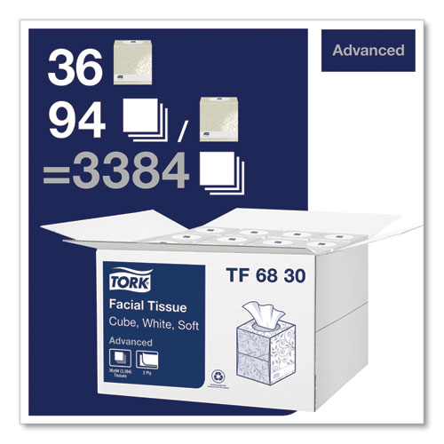 Advanced Facial Tissue, 2-Ply, White, Cube Box, 94 Sheets/Box, 36 Boxes/Carton