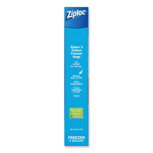Image of Ziploc® Zipper Freezer Bags, 2 Gal, 13" X 15", Clear, 10/Box