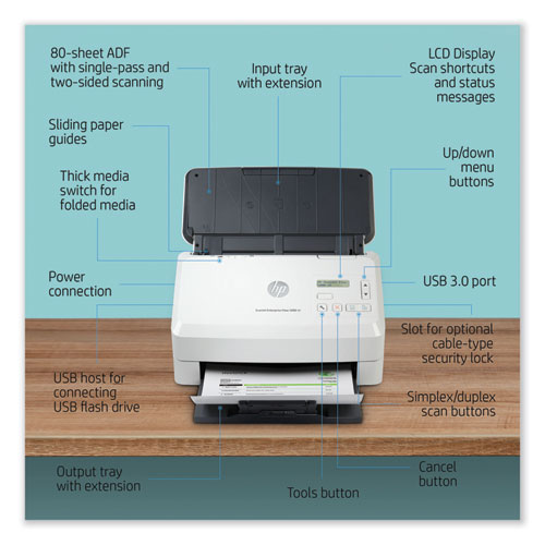 ScanJet Enterprise Flow 5000 s5 Sheet-Feed Scanner, 600 dpi Optical Resolution, 80-Sheet Duplex Auto Document Feeder