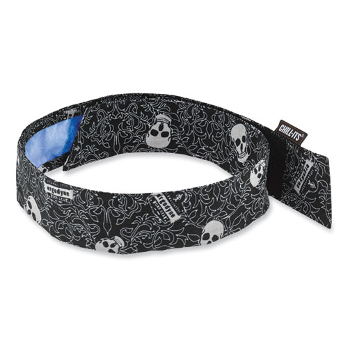 Ergodyne® Chill-Its 6705Ct Cooling Pva Hook And Loop Bandana Headband, One Size Fits Most, Skulls, Ships In 1-3 Business Days