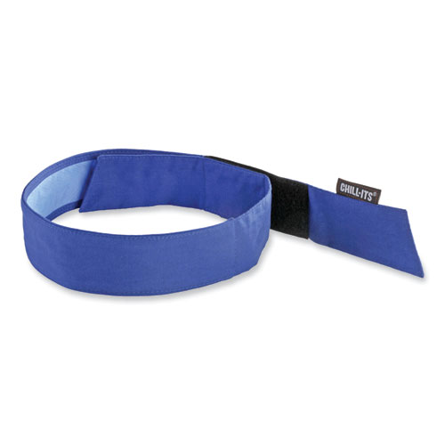 Ergodyne® Chill-Its 6705Ct Cooling Pva Hook And Loop Bandana Headband, One Size Fits Most, Solid Blue, Ships In 1-3 Business Days