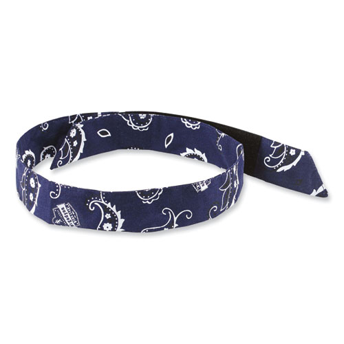 Ergodyne® Chill-Its 6705 Cooling Embedded Polymers Hook And Loop Bandana Headband, One Size, Navy Western, Ships In 1-3 Business Days