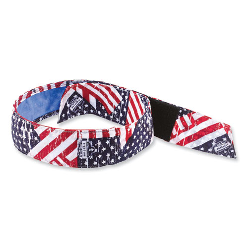 Ergodyne® Chill-Its 6705Ct Cooling Pva Hook And Loop Bandana Headband, One Size Fits Most, Stars & Stripes, Ships In 1-3 Business Days