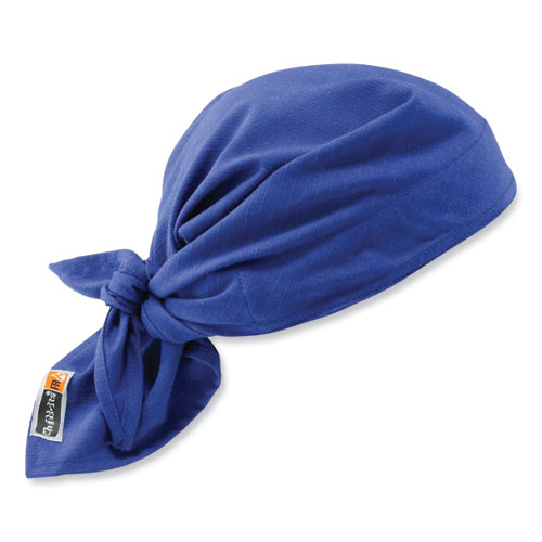 Image of Ergodyne® Chill-Its 6710Fr Fire Resistant Cooling Tie Bandana Triangle Hat, One Size Fits Most, Blue, Ships In 1-3 Business Days