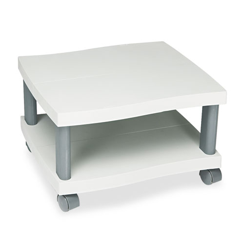 Image of Safco® Wave Design Under-Desk Printer Stand, Plastic, 2 Shelves, 20" X 17.5" X 11.5", White/Charcoal Gray