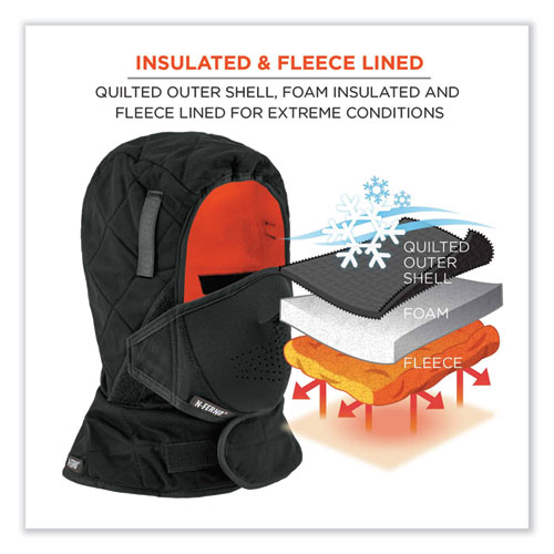 Image of Ergodyne® N-Ferno 6878 3-Layer Winter Liner + Mouthpiece Kit, Fleece/Neoprene/Polyester, One Size, Black, Ships In 1-3 Business Days