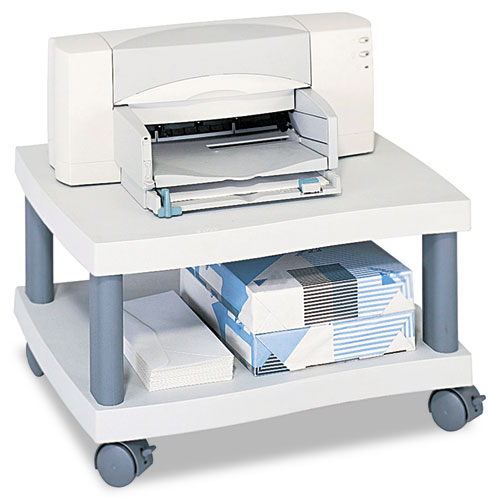 Image of Safco® Wave Design Under-Desk Printer Stand, Plastic, 2 Shelves, 20" X 17.5" X 11.5", White/Charcoal Gray