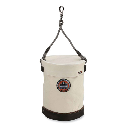 Arsenal 5740T Leather Bottom Canvas Hoist Bucket and Top with Swivel Clip, 150 lb, White, Ships in 1-3 Business Days