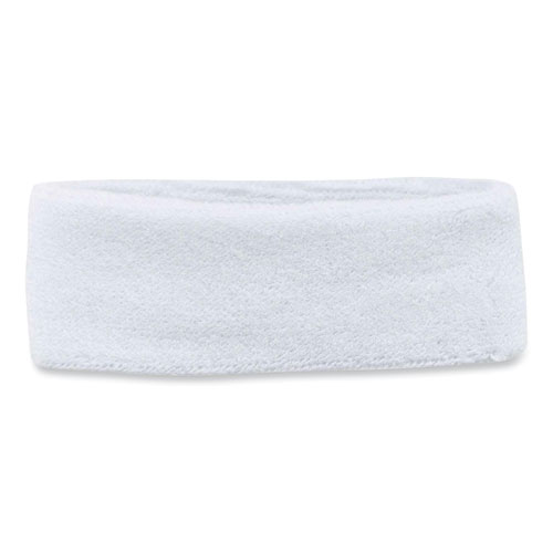 Chill-Its 6550 Head Terry Cloth Sweatband, Cotton Terry, One Size Fits Most, White, Ships in 1-3 Business Days