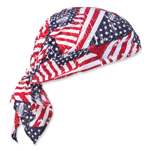 Image of Ergodyne® Chill-Its 6710 Cooling Embedded Polymers Tie Bandana Triangle Hat, One Size, Stars And Stripes, Ships In 1-3 Business Days