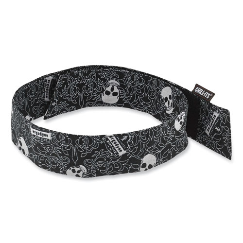 Chill-Its 6705 Cooling Embedded Polymers Hook and Loop Bandana Headbnd, One Size Fit Most, Skulls, Ships in 1-3 Business Days