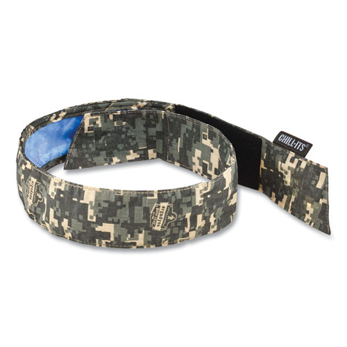 Ergodyne® Chill-Its 6705Ct Cooling Pva Hook And Loop Bandana Headband, One Size Fits Most, Camo, Ships In 1-3 Business Days