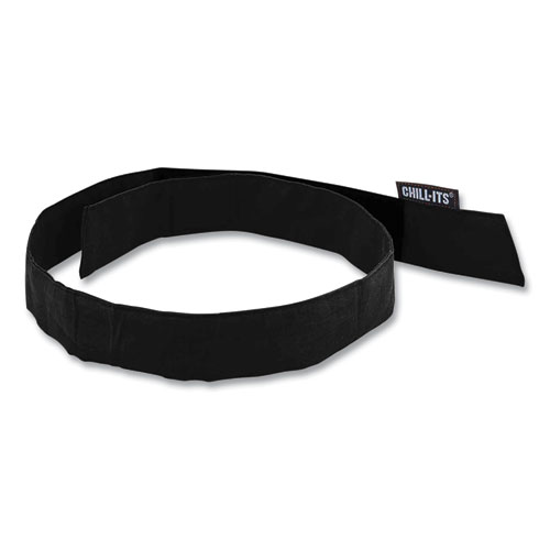 Image of Ergodyne® Chill-Its 6705 Cooling Embedded Polymers Hook And Loop Bandana Headband, One Size Fit Most, Black, Ships In 1-3 Business Days