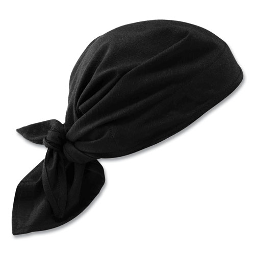 Image of Ergodyne® Chill-Its 6710 Cooling Embedded Polymers Tie Bandana Triangle Hat, One Size Fits Most, Black, Ships In 1-3 Business Days