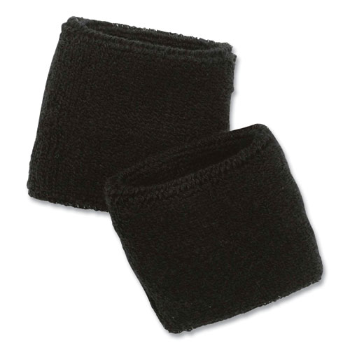 Image of Ergodyne® Chill-Its 6500 Wrist Terry Cloth Sweatband, Cotton Terry, One Size Fits Most, Black, Ships In 1-3 Business Days