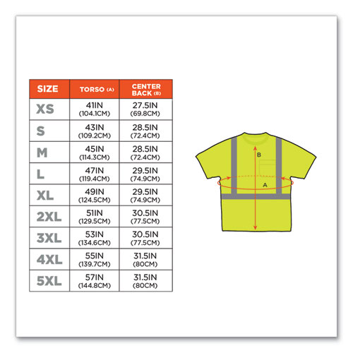 GloWear 8289 Class 2 Hi-Vis T-Shirt, Polyester, Lime, 4X-Large, Ships in 1-3 Business Days