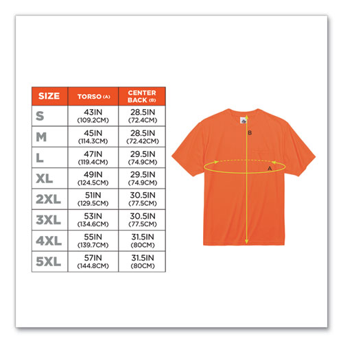 GloWear 8089 Non-Certified Hi-Vis T-Shirt, Polyester, 5X-Large, Orange, Ships in 1-3 Business Days