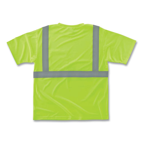 GloWear 8289 Class 2 Hi-Vis T-Shirt, Polyester, Lime, X-Small, Ships in 1-3 Business Days