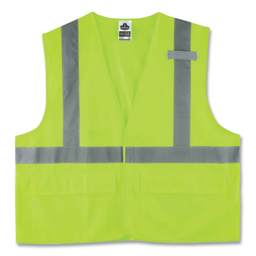 Ergodyne® Glowear 8225Hl Class 2 Standard Solid Hook And Loop Vest, Polyester, Lime, Large/X-Large, Ships In 1-3 Business Days