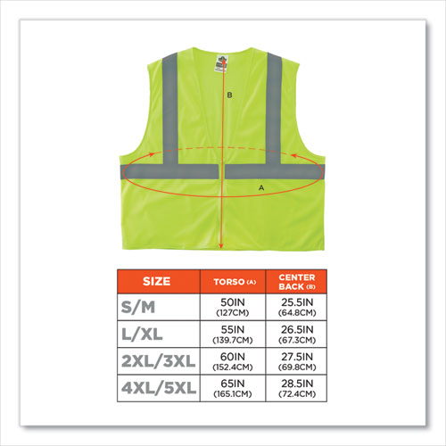 GloWear 8205Z Class 2 Super Economy Mesh Vest, Polyester, Lime, Small/Medium, Ships in 1-3 Business Days