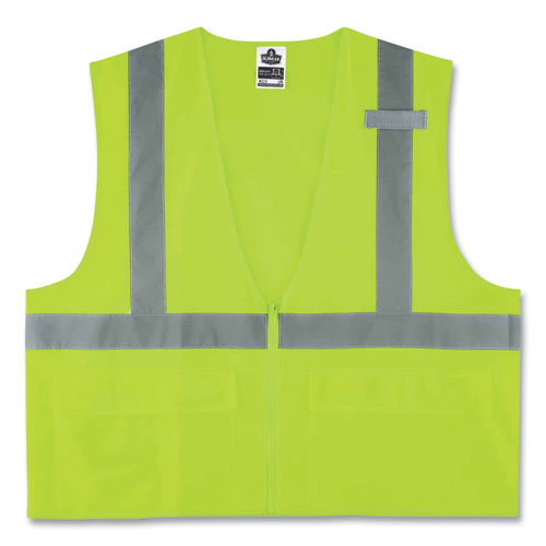 Ergodyne® Glowear 8225Z Class 2 Standard Solid Vest, Polyester, Lime, 2X-Large/3X-Large, Ships In 1-3 Business Days