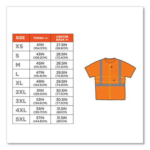GloWear 8289 Class 2 Hi-Vis T-Shirt, Polyester, Orange, 2X-Large, Ships in 1-3 Business Days
