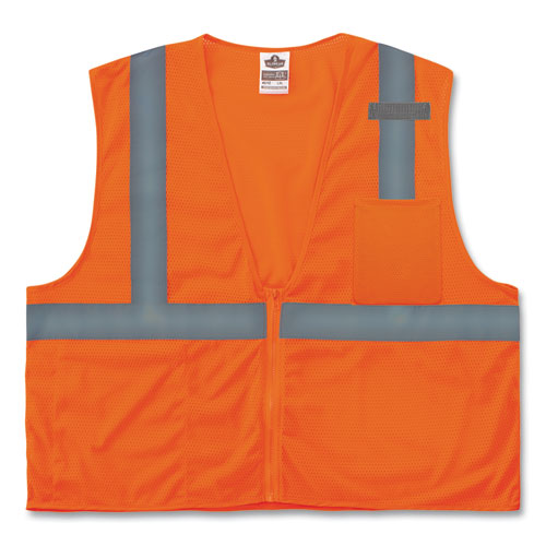 Image of Ergodyne® Glowear 8210Z Class 2 Economy Mesh Vest, Polyester, Orange, Small/Medium, Ships In 1-3 Business Days