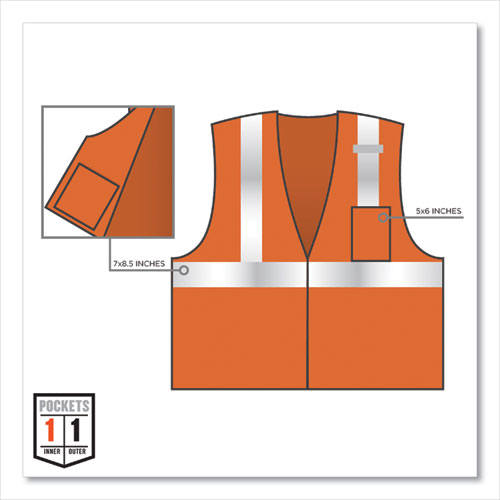 Image of Ergodyne® Glowear 8210Z Class 2 Economy Mesh Vest, Polyester, Orange, X-Small, Ships In 1-3 Business Days