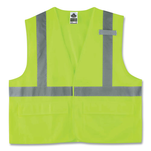 Ergodyne® Glowear 8225Hl Class 2 Standard Solid Hook And Loop Vest, Polyester, Lime, Small/Medium, Ships In 1-3 Business Days