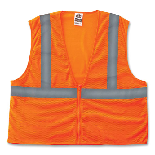 Image of Ergodyne® Glowear 8216Ba Class 2 Breakaway Mesh Id Holder Vest, Polyester, 2X-Large/3X-Large, Orange, Ships In 1-3 Business Days