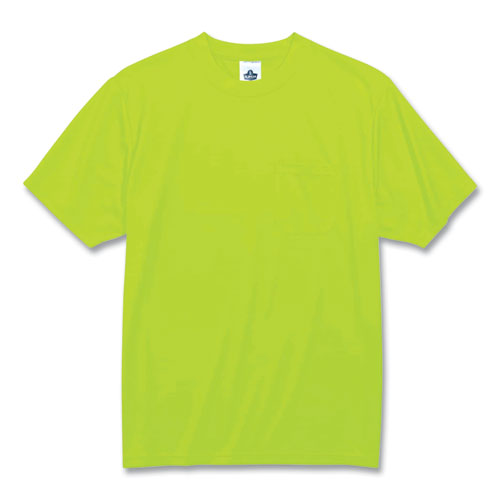 ergodyne® GloWear 8089 Non-Certified Hi-Vis T-Shirt, Polyester, 2X-Large, Lime, Ships in 1-3 Business Days