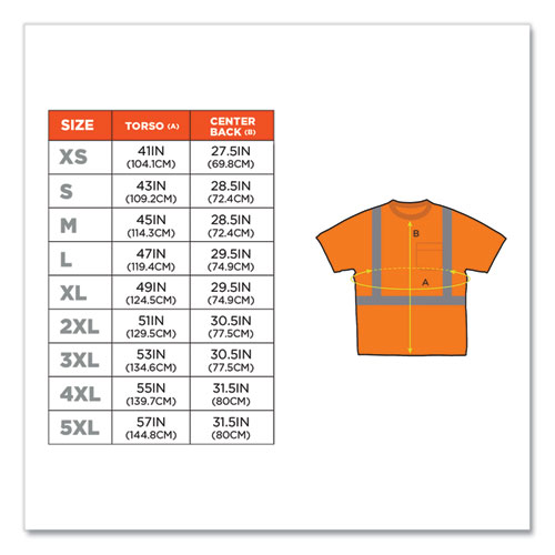 GloWear 8289 Class 2 Hi-Vis T-Shirt, Polyester, Orange, 3X-Large, Ships in 1-3 Business Days