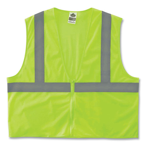 Image of Ergodyne® Glowear 8205Z Class 2 Super Economy Mesh Vest, Polyester, Lime, 4X-Large/5X-Large, Ships In 1-3 Business Days