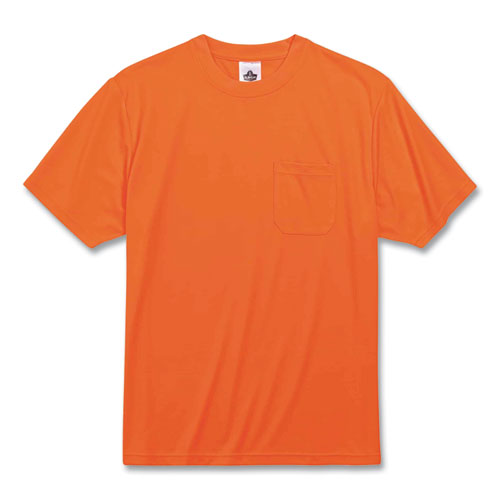 GloWear 8089 Non-Certified Hi-Vis T-Shirt, Polyester, 4X-Large, Orange, Ships in 1-3 Business Days