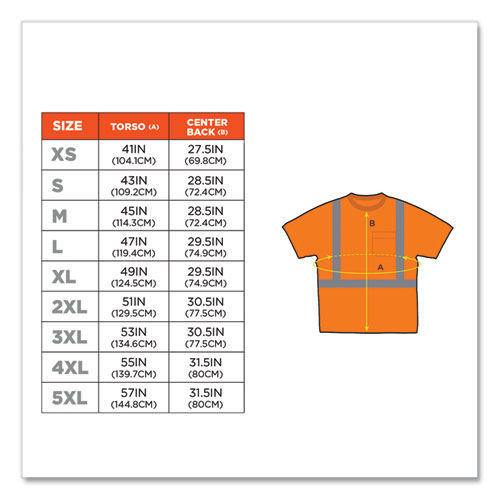 GloWear 8289 Class 2 Hi-Vis T-Shirt, Polyester, Orange, 4X-Large, Ships in 1-3 Business Days